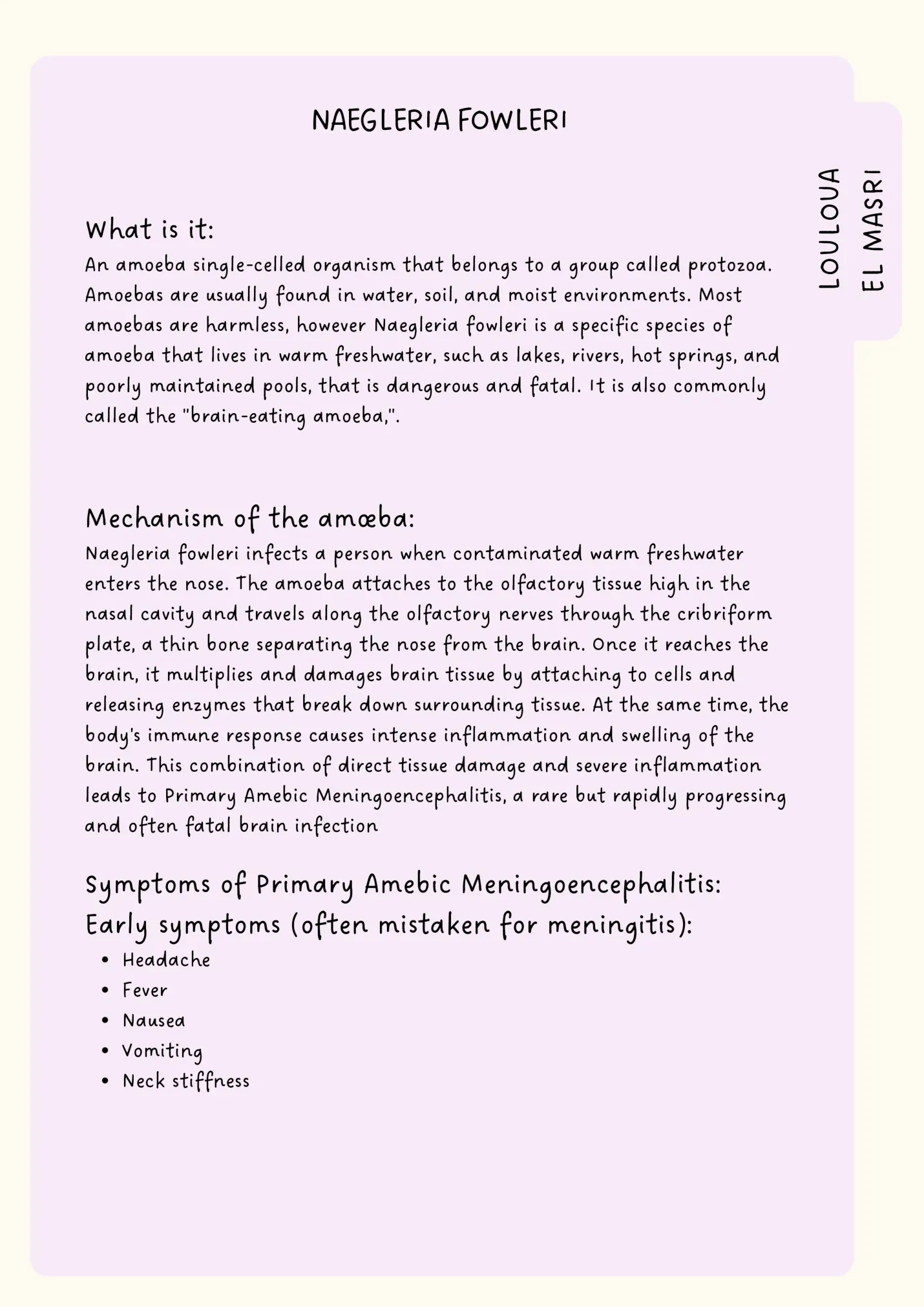 Naegleria fowleri: what it is, how the brain-eating amoeba reaches the brain, and the early symptoms of Primary Amebic Meningoencephalitis.