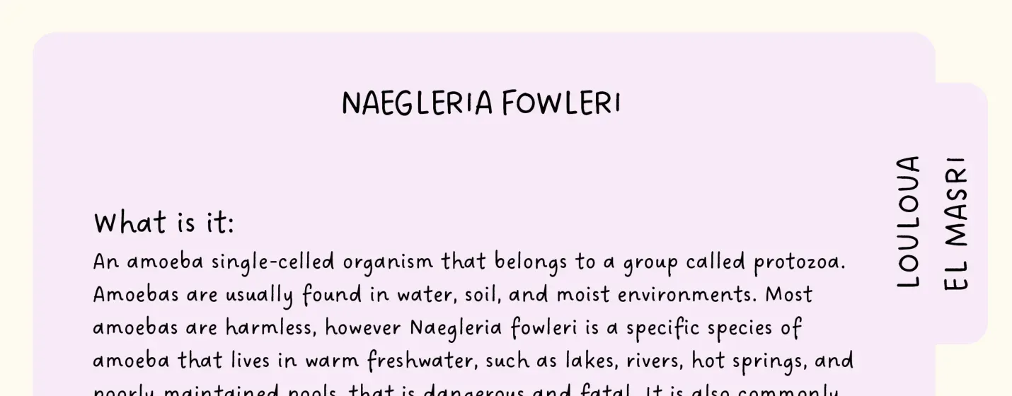 The Naegleria fowleri article title page, introducing the brain-eating amoeba.